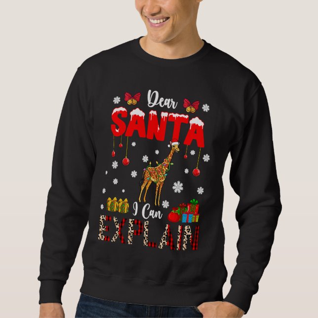 I Can Explain Christmas Lights Leopard Plaid Santa Sweatshirt (Front)
