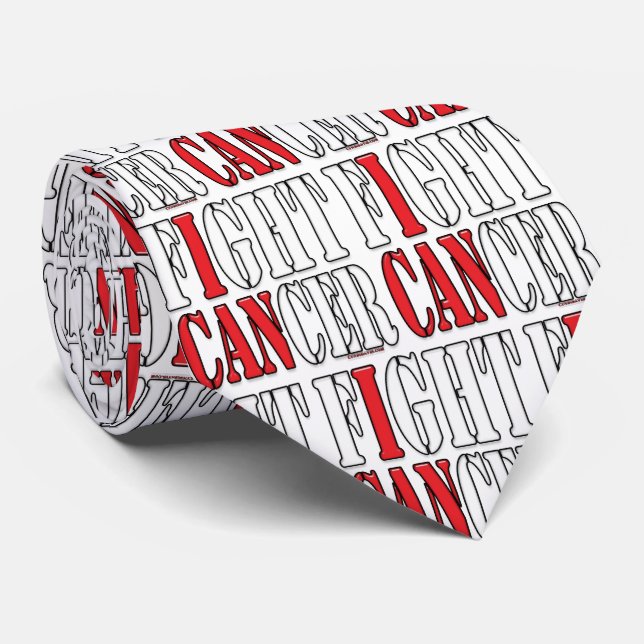 I CAN Fight Cancer Tie with Red Black White Design (Rolled)