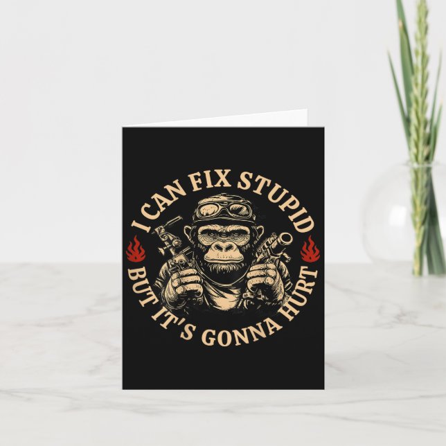 I Can Fix Stud But It's Gonna Hurt Monkey Funny (o Card (Front)