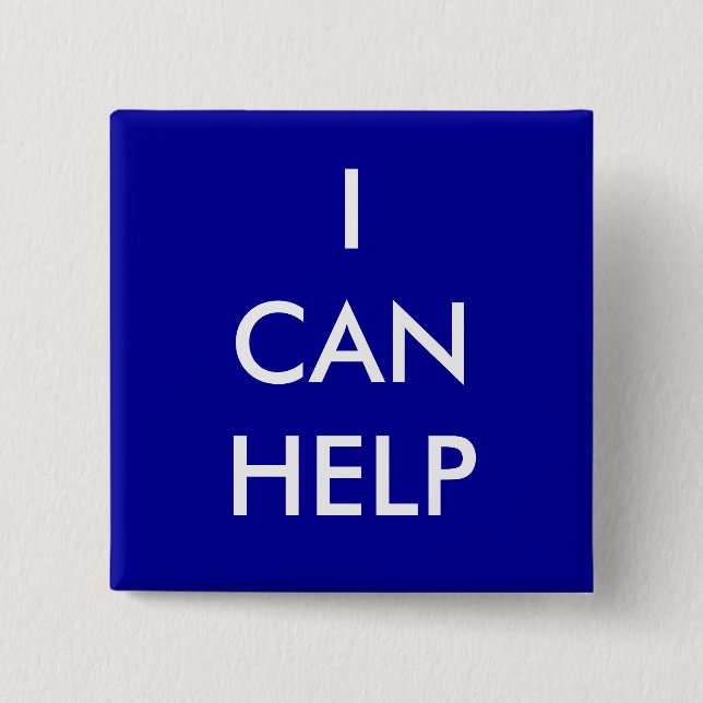 I Can Help  Volunteer Button Charity Event Blue (Front)