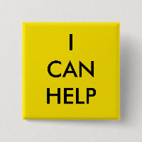 I Can Help  Volunteer Button Charity Event Yellow