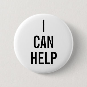 I Can Help Volunteer White Button