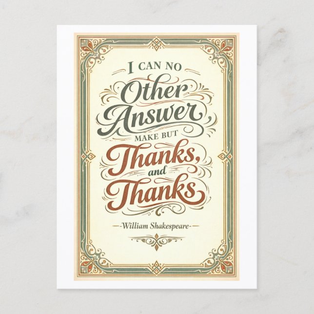 "I Can No Other Answer Make" Shakespeare Postcard (Front)