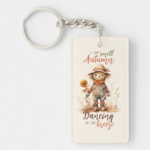 I Can Smell Autumn – Rustic Scarecrow & Sunflower Key Ring