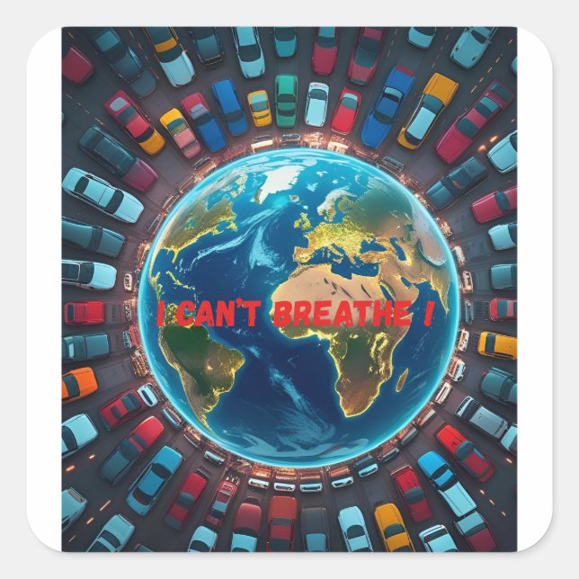 I Can’t Breathe – Environmental Pollution  Square Sticker (Front)