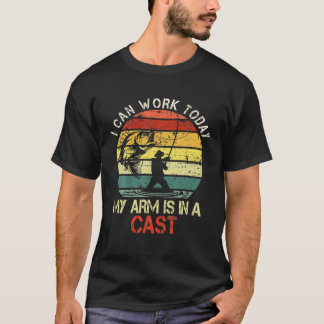 I Can Work Today My Arm Is In A Cast Retro Sunset T-Shirt
