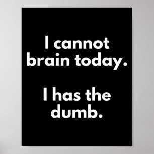 I Cannot Brain Today I Has The Dumb Funny Novelty Poster