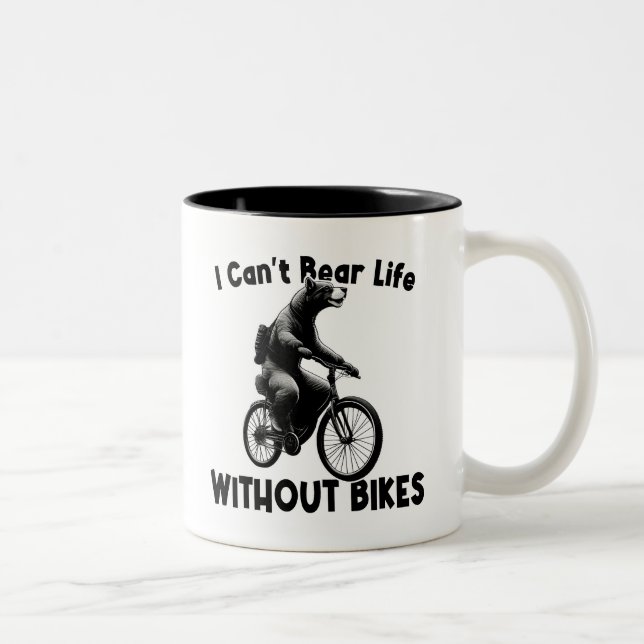 I Can't Bear Life Without Bikes Two-Tone Coffee Mug (Right)