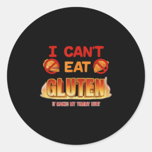 I Can't Eat Gluten Funny Unhinged Gen Z Meme Y2k S Classic Round Sticker