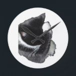 I Can't Even Right Meow Round Clock<br><div class="desc">Introducing Binx... This humorous image features a black-and-white tuxedo cat curled up with one paw dramatically covering his face, as if he has completely given up on the day. With his head tucked down and eyes hidden, the cat looks adorably fed up—like he just heard the most ridiculous thing imaginable...</div>