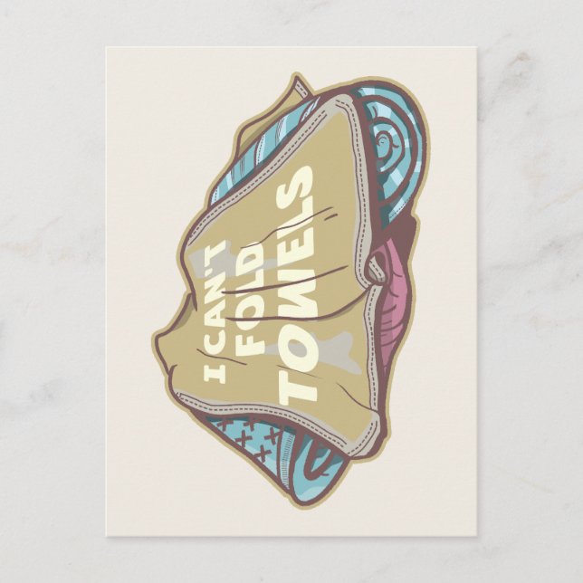 I can't fold towels funny laundry day postcard (Front)