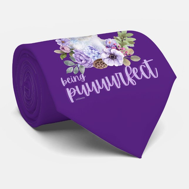 I CAN'T HELP BEING PUUURFECT funny cute cat gift   Tie (Rolled)