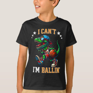 I Can't I'm Lling Sketll Dinosaur T Rex Boys Kids  T-Shirt