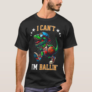 I Can't I'm Lling Sketll Dinosaur T Rex Boys Kids  T-Shirt