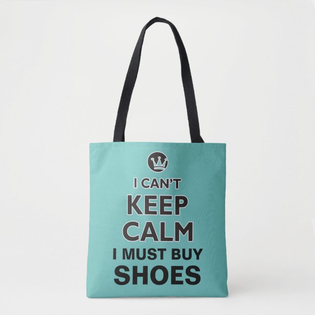 I CAN'T KEEP CALM & Crown black + your text Tote Bag (Front)