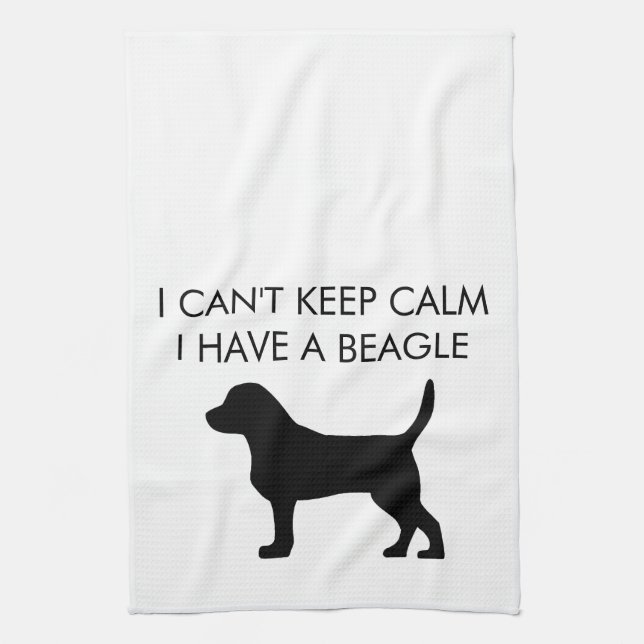 "I can't keep calm I have a beagle" kitchen towel (Vertical)