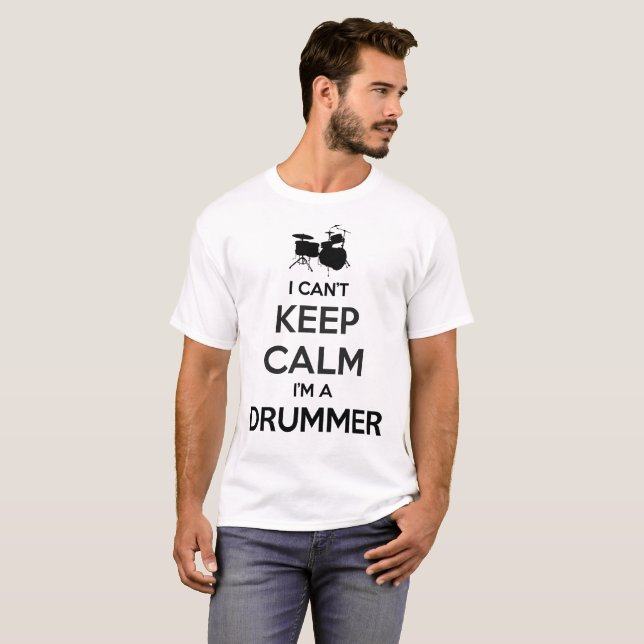 I Can't Keep Calm I'm a Drummer Men Black T-Shirt (Front Full)