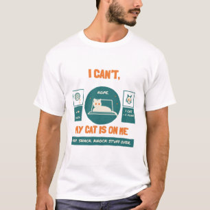 I Cant My Cat Is On Me Retro Riso Cat Lover T-Shirt