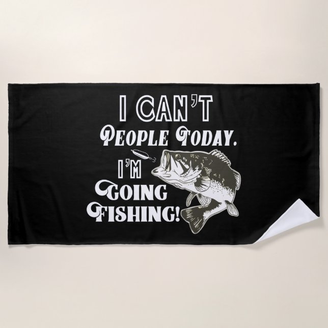 I Can't People I'm Going Fishing Bass Sports Men's Beach Towel (Front)
