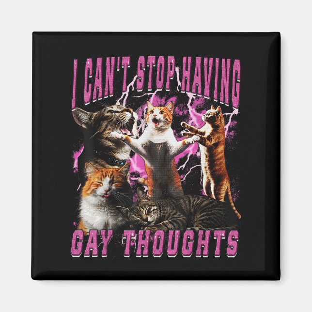 I Can't Stop Having Gay Thoughts Funny Cat Meme Bo Magnet (Front)