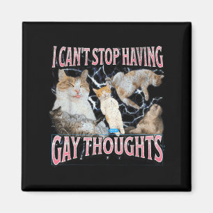 I Can't Stop Having Gay Thoughts Funny Cat Meme Bo Magnet