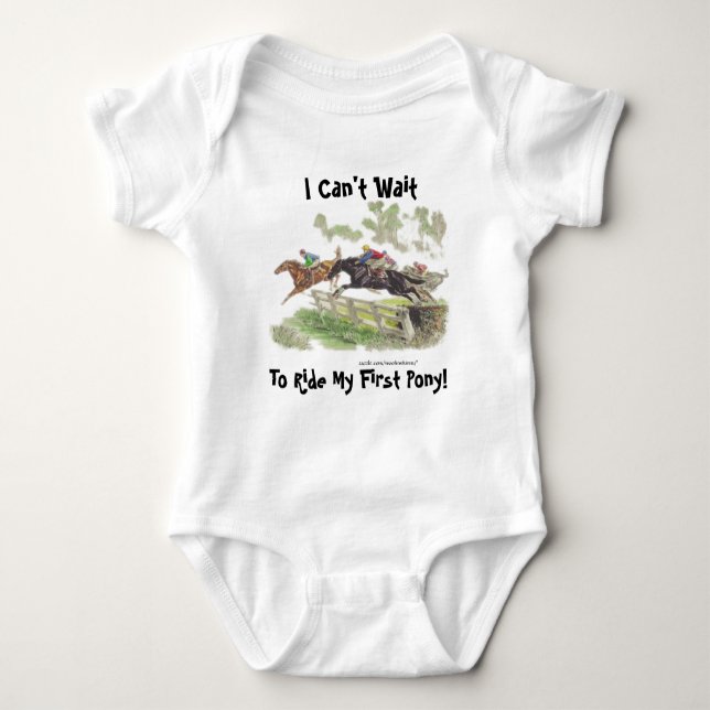 I Can't Wait To Ride My First Pony! Cross-Country Baby Bodysuit (Front)