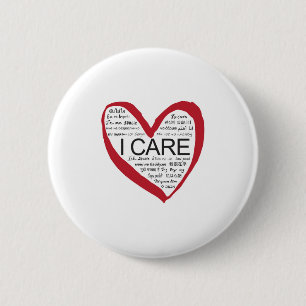 I CARE 6 CM ROUND BADGE