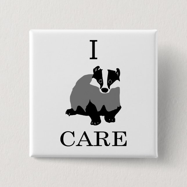"I Care" European Badger 15 Cm Square Badge (Front)