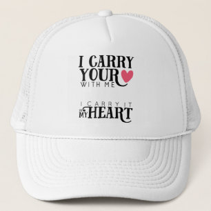 i carry your heart with me pink heart trucker hat