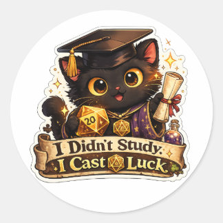 I Cast Luck Graduation Cat Sticker