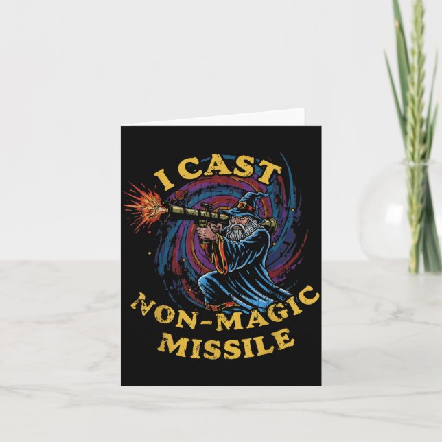 I Cast Non-magic Missile Funny Wizard Parody Meme  Card (Front)