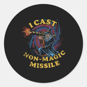 I Cast Non-magic Missile Funny Wizard Parody Meme Classic Round Sticker