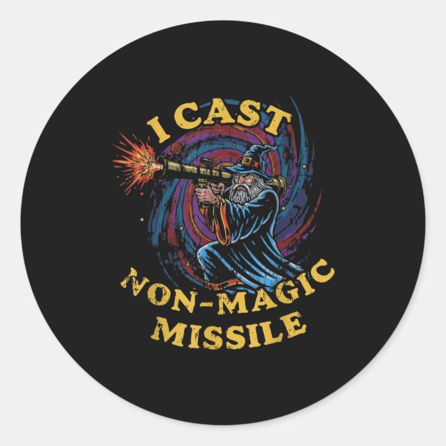 I Cast Non-magic Missile Funny Wizard Parody Meme  Classic Round Sticker (Front)