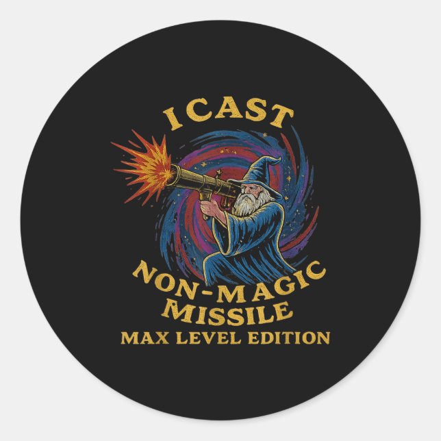 I Cast Non-magic Missile Funny Wizard Parody Meme  Classic Round Sticker (Front)