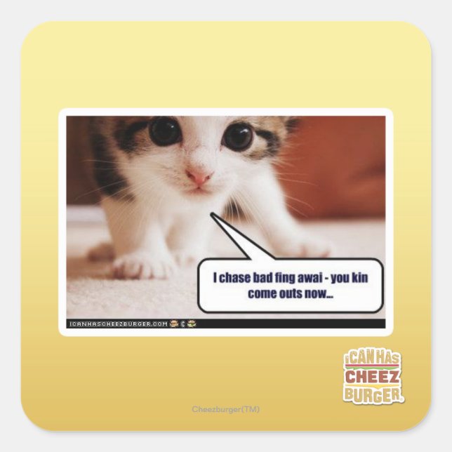I chase bad fing awai square sticker (Front)