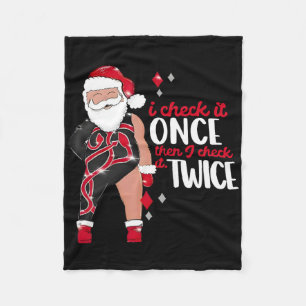 I Check It Once Then I Check It Twice Santa 1989 C Fleece Blanket