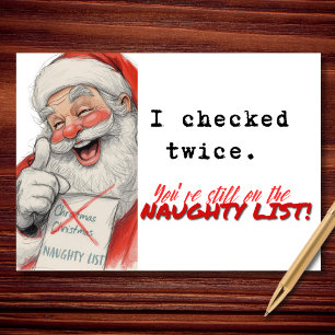 I Checked Twice Naughty List Funny Christmas Holiday Card