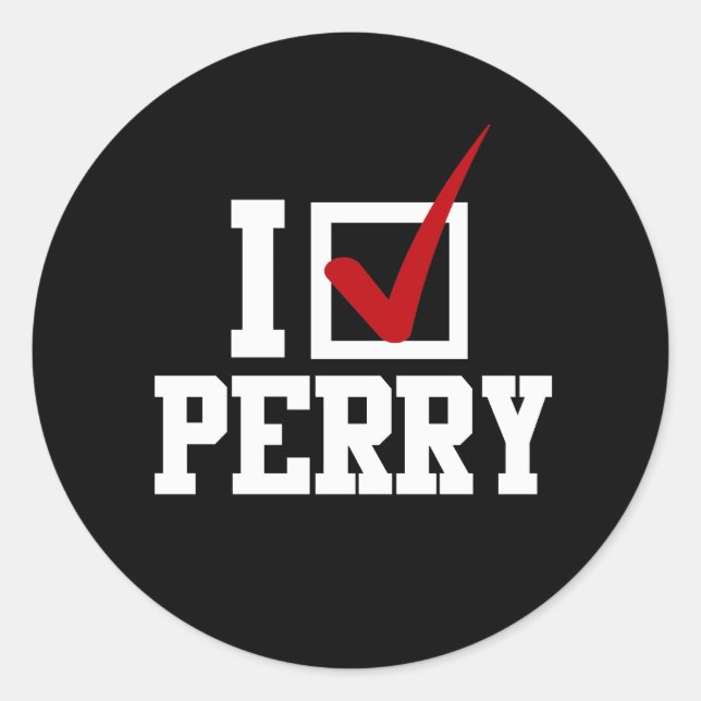 I CHECKMARK RICK PERRY (white) Classic Round Sticker (Front)