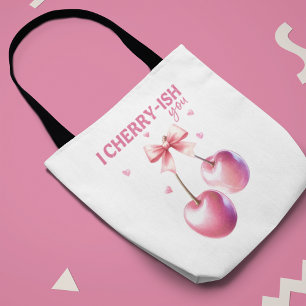 'I Cherry-ish You' with Custom Name Romantic Tote Bag