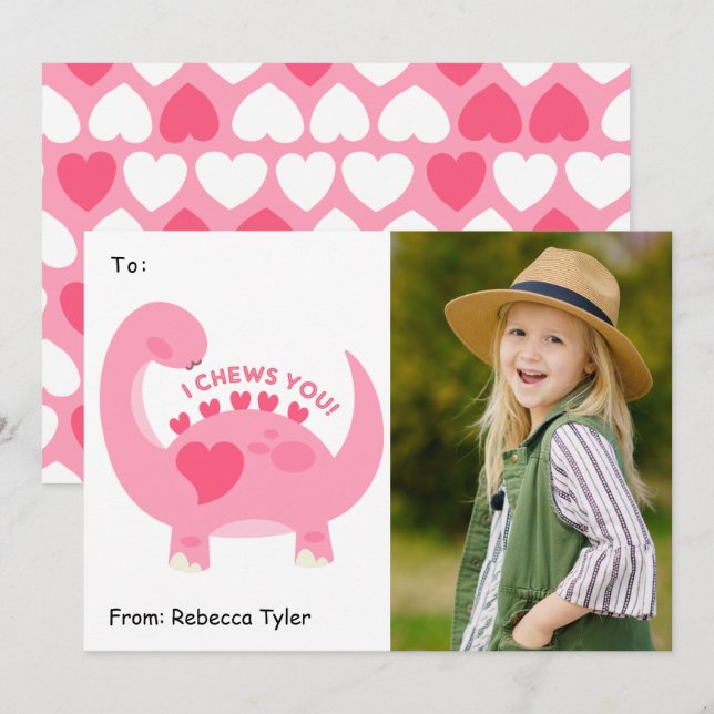 I Chews You Cute Classroom Photo Valentines Day  Holiday Card (Front/Back)