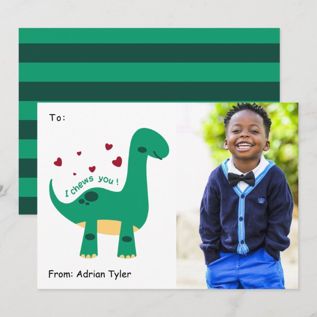 I Chews You Cute Classroom Photo Valentines Day   Holiday Card (Front/Back)