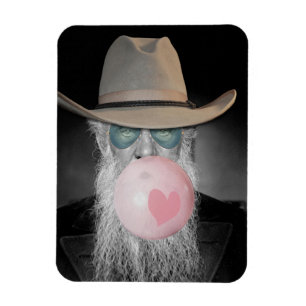 I CHEWS You Old Guy Blowing Gum Bubble and Heart Magnet