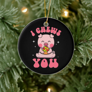 I Chews You Pizza Ceramic Tree Decoration