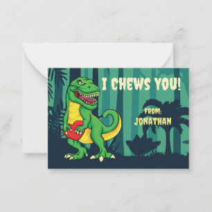 I Chews You T-Rex Classroom Valentine Day Holiday  Card