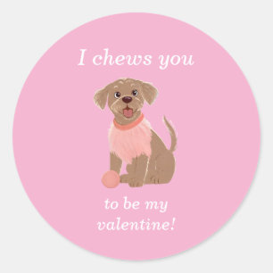 I Chews You To Be My Valentine Dog Card Classic Round Sticker