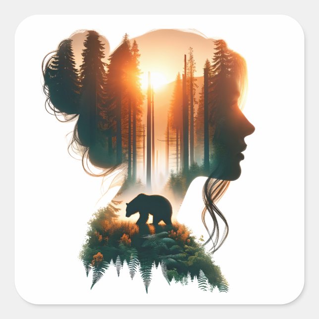 I Choose the Bear Square Sticker (Front)