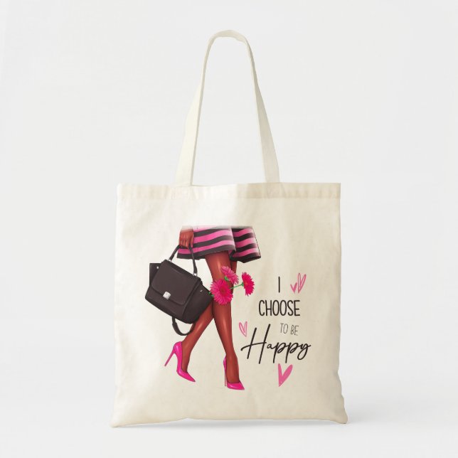I Choose To Be Happy (Dark Skin) Tote Bag (Front)