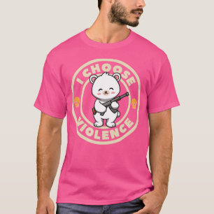 I Choose Violence Funny Cute Bear Holding Gun T-Shirt