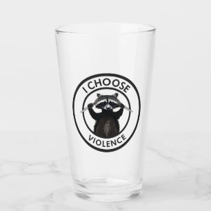I Choose Violence Funny Racoon Glass