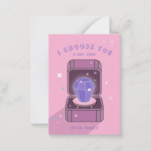 I Choose You Ring Pop Kids Valentine Card Purple